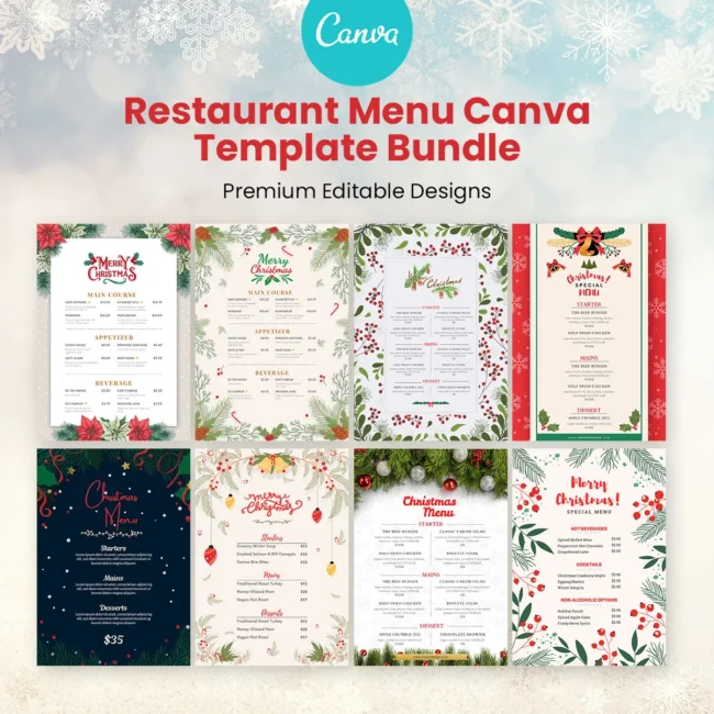 Restaurant Menu Canva Template Bundle – Premium Editable Designs