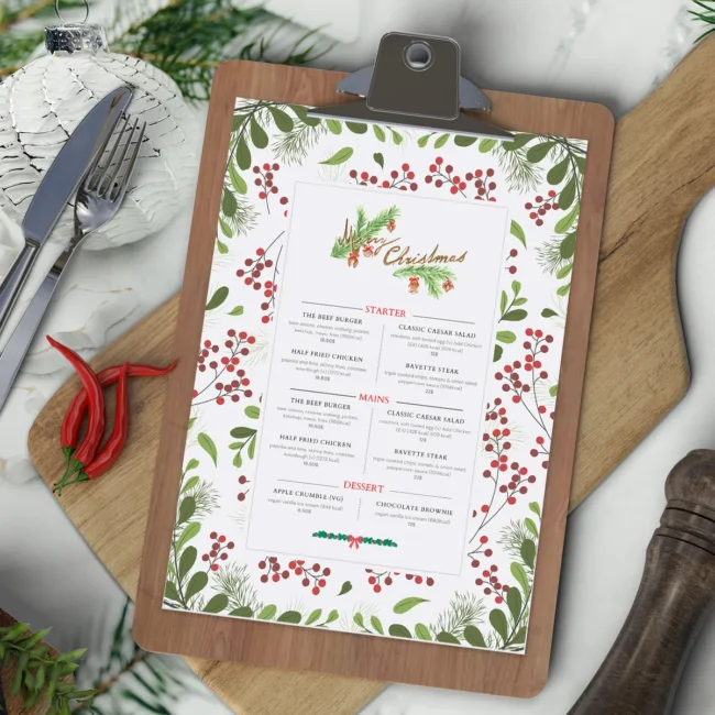 Christmas Menu Design Canva Template - Festive & Elegant