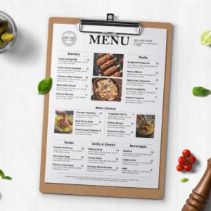 Editable restaurant menu template with modern layout, customizable in Canva